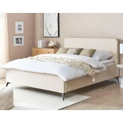 VALOGNES - Tweepersoonsbed - Beige - 160 x 200 cm - Corduroy