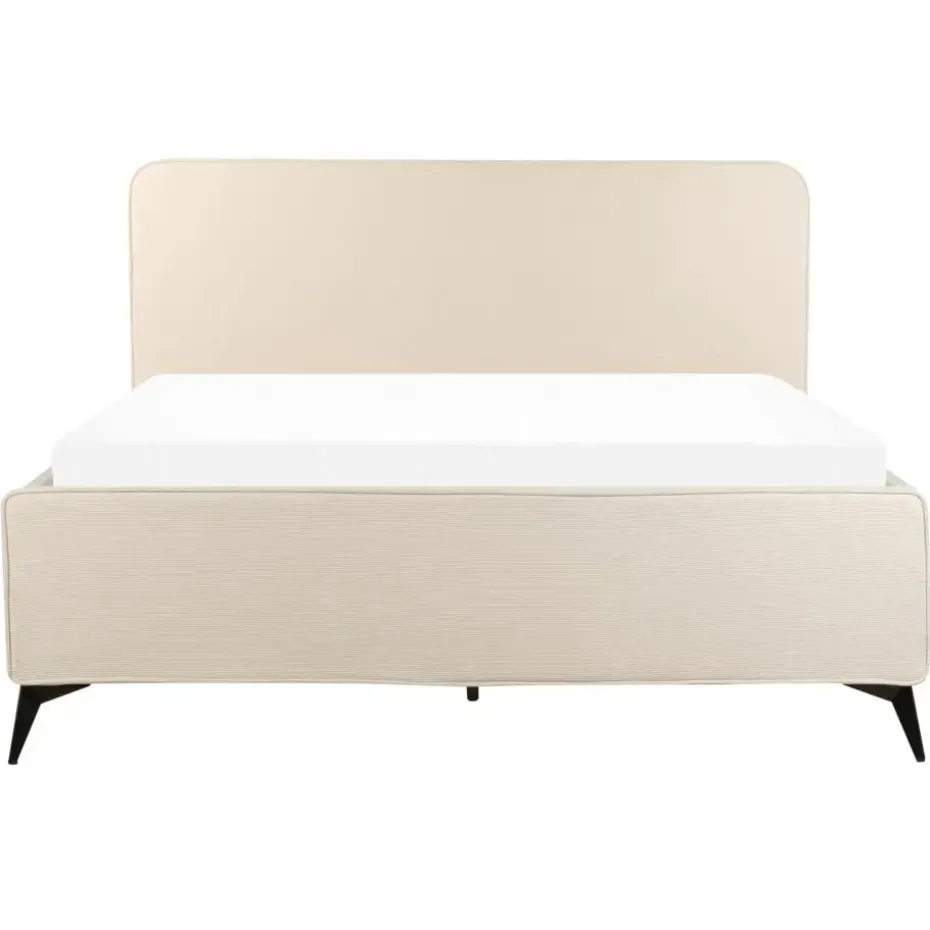VALOGNES - Tweepersoonsbed - Beige - 160 x 200 cm - Corduroy