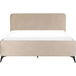 VALOGNES - Tweepersoonsbed - Taupe - 160 x 200 cm - Fluweel