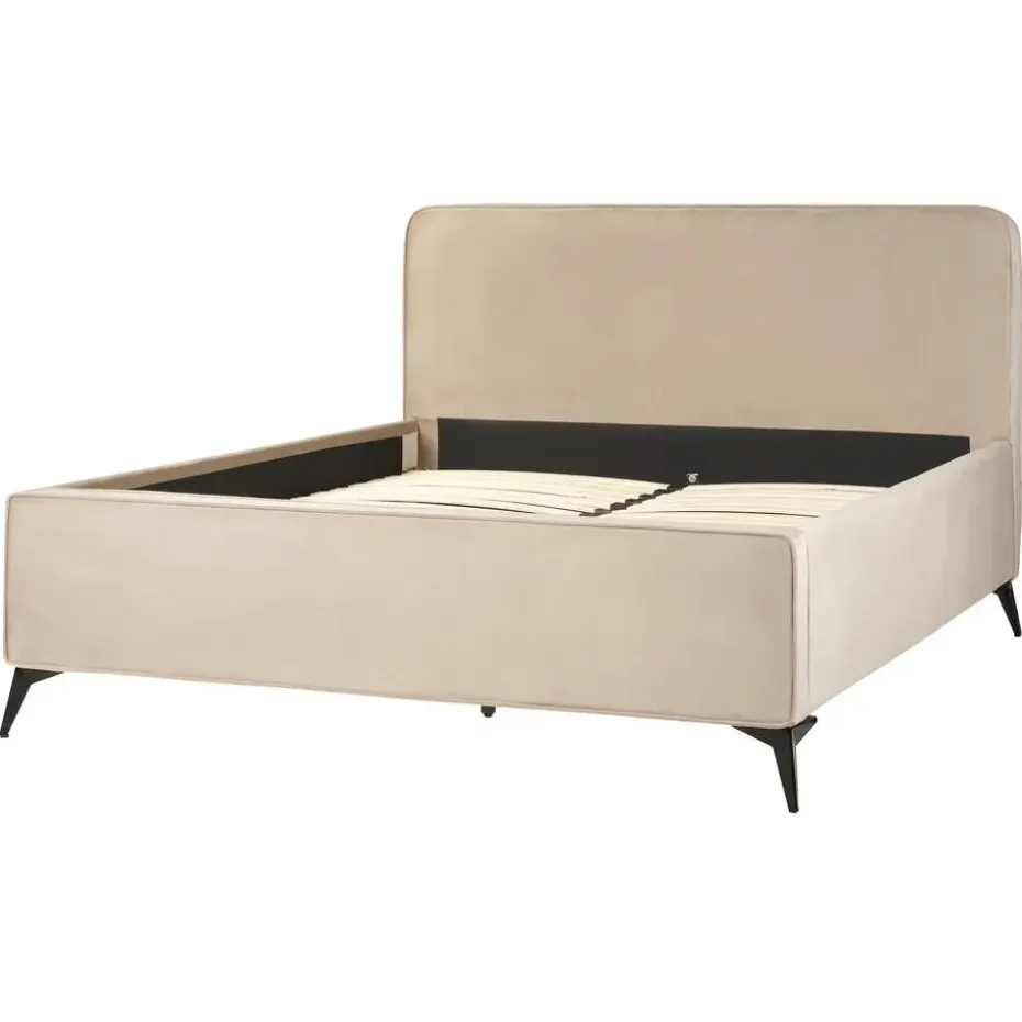 VALOGNES - Tweepersoonsbed - Taupe - 160 x 200 cm - Fluweel