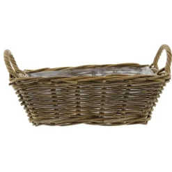 Van der Leeden Mand met hengsels - bruin - 42 x 27 x 14 cm -rotan