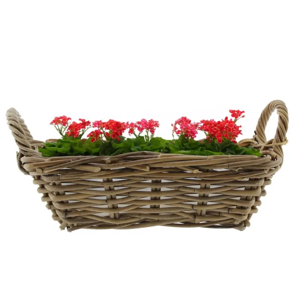 Van der Leeden Mand met hengsels - bruin - 37 x 22 x 12 cm -rotan