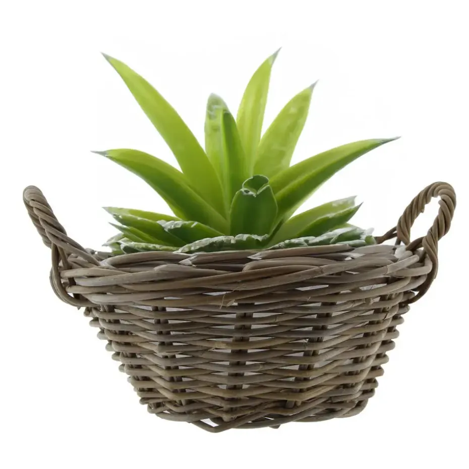 Van der Leeden Mand met hengsels - bruin - D43 x H18 cm -rotan