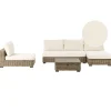 VARALLO - Loungeset 4-zits - Gebroken wit - Linkszijdig - Rotan