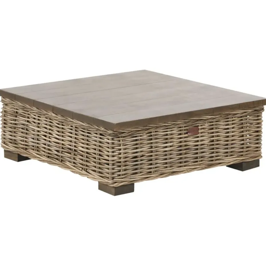 VARALLO - Loungeset 4-zits - Gebroken wit - Linkszijdig - Rotan