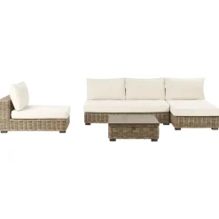 VARALLO - Loungeset 4-zits - Gebroken wit - Linkszijdig - Rotan