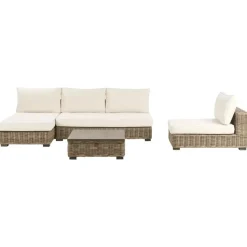 VARALLO - Loungeset 4-zits - Gebroken wit - Rechtszijdig - Rotan