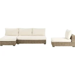 VARALLO - Loungeset 4-zits - Gebroken wit - Rechtszijdig - Rotan