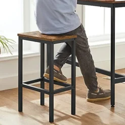 Vasagle Barmeubelset - Bartafel en barkrukken - Rustiek bruin-zwart