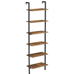 VASAGLE Industriele Ladderplank 6 Etages, Wandplank 15 kg Draagvermogen