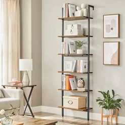 VASAGLE Industriele Ladderplank 6 Etages, Wandplank 15 kg Draagvermogen