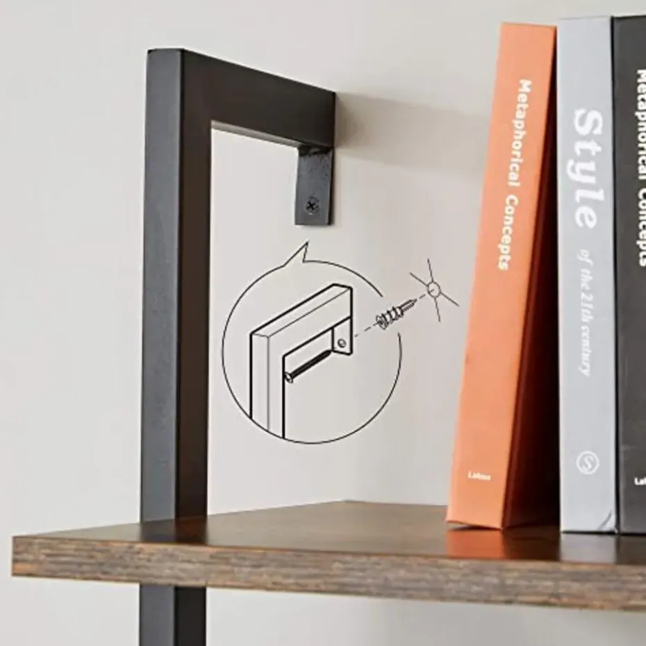 VASAGLE Industriele Ladderplank 6 Etages, Wandplank 15 kg Draagvermogen