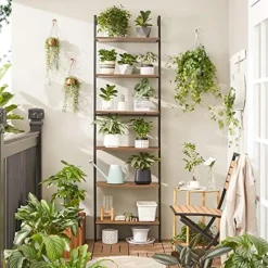 VASAGLE Industriele Ladderplank 6 Etages, Wandplank 15 kg Draagvermogen