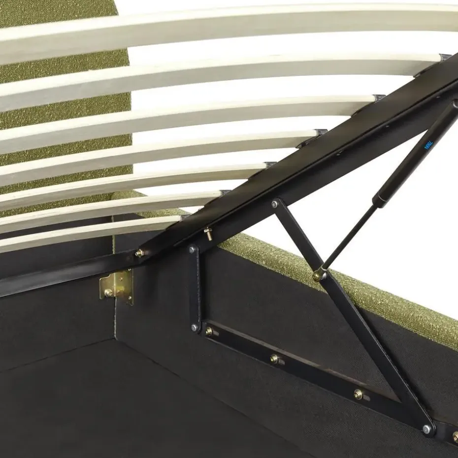 VAUCLUSE - Bed met opbergruimte - Olijfgroen - 180 x 200 cm - Bouclé