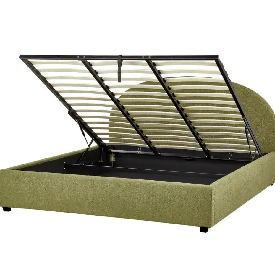 VAUCLUSE - Bed met opbergruimte - Olijfgroen - 180 x 200 cm - Bouclé