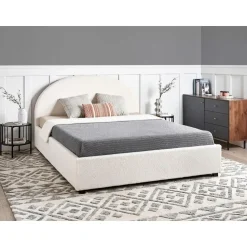 VAUCLUSE - Bed met opbergruimte - Gebroken wit - 160 x 200 cm - Bouclé