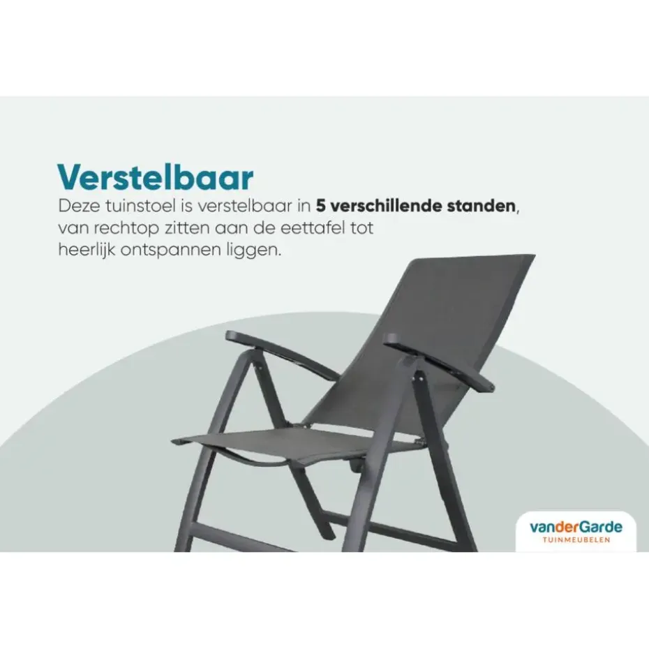 VDG Corsica verstelbare tuinstoel - Antraciet