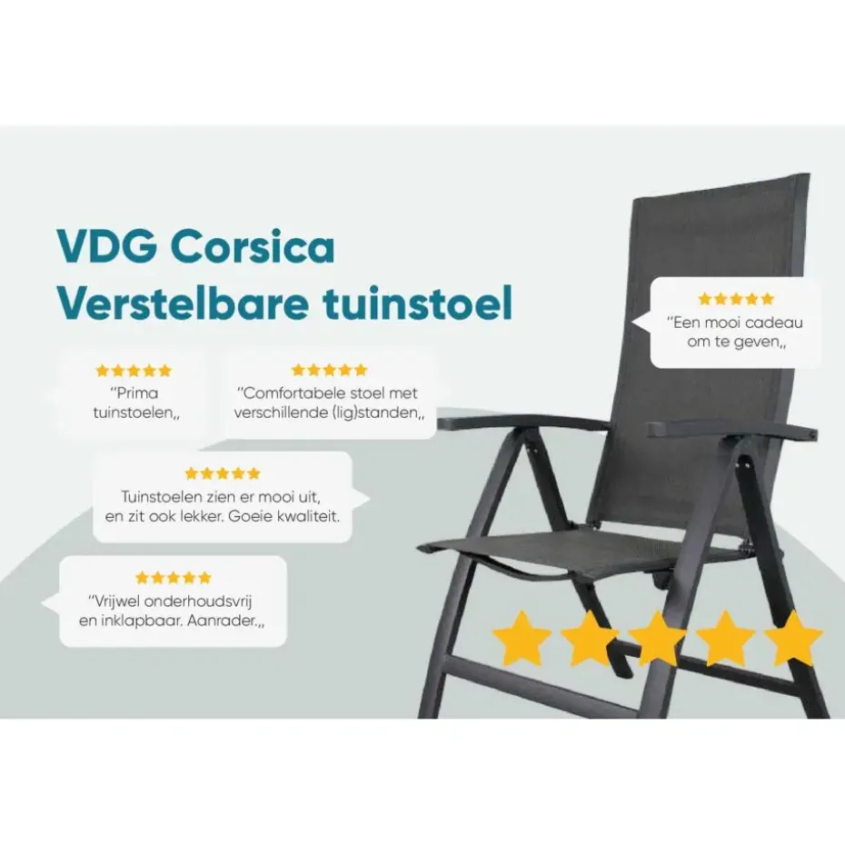 VDG Corsica verstelbare tuinstoel - Antraciet