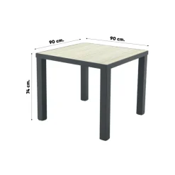 VDG Nola tuintafel 90x90 cm. - Antraciet/Houtlook