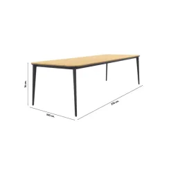 Vdgarde Premium Alaska tuintafel - teak/alu - antraciet - 270x100 cm