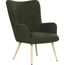 VEJLE II - Fauteuil met hocker - Donkergroen - Bouclé