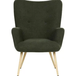 VEJLE II - Fauteuil met hocker - Donkergroen - Bouclé