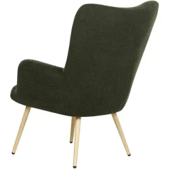 VEJLE II - Fauteuil met hocker - Donkergroen - Bouclé