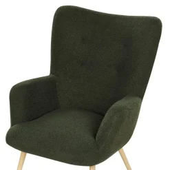 VEJLE II - Fauteuil met hocker - Donkergroen - Bouclé