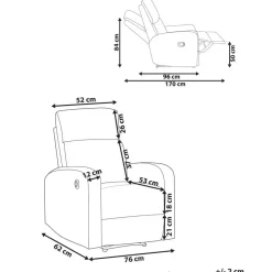 VERDAL - Relaxfauteuil elektrisch - Beige - Fluweel