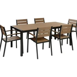 VERNIO - Tuinset voor 6 - Zwart/Bruin - Kunsthout