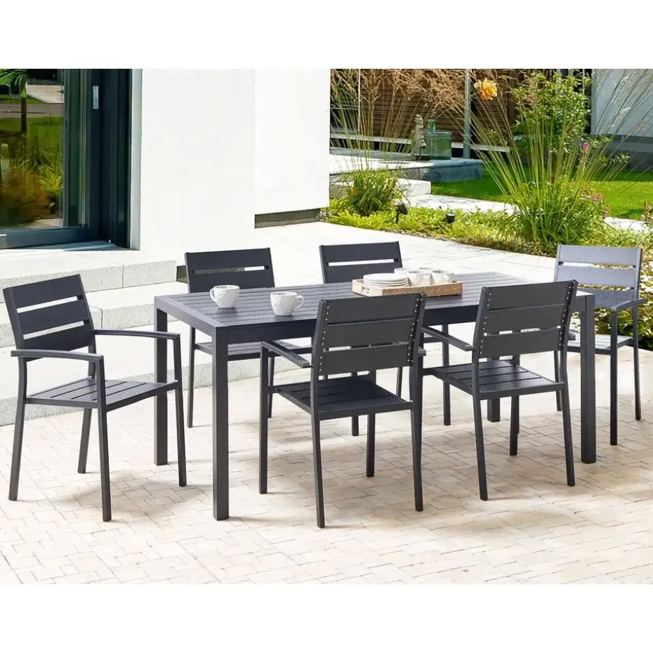 VERNIO - Tuintafel - Zwart - 90 x 180 cm - Aluminium