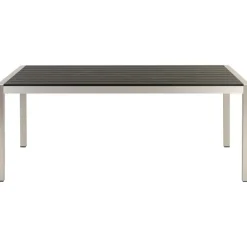 VERNIO - Tuintafel - Zwart/Zilver - 90 x 180 cm - Aluminium