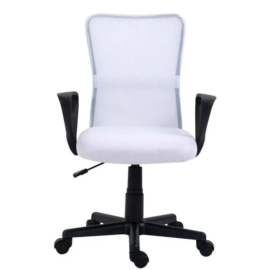 Verstelbare witte stoffen bureaustoel