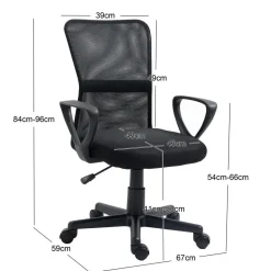 Verstelbare witte stoffen bureaustoel