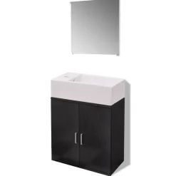 vidaXL - Badkamer Meubel - Zwart - Bewerkt hout