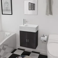 vidaXL - Badkamer Meubel - Zwart - Bewerkt hout