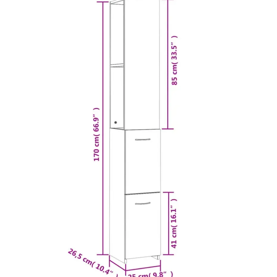 vidaXL - Badkamerkast - Bruin - Bewerkt hout
