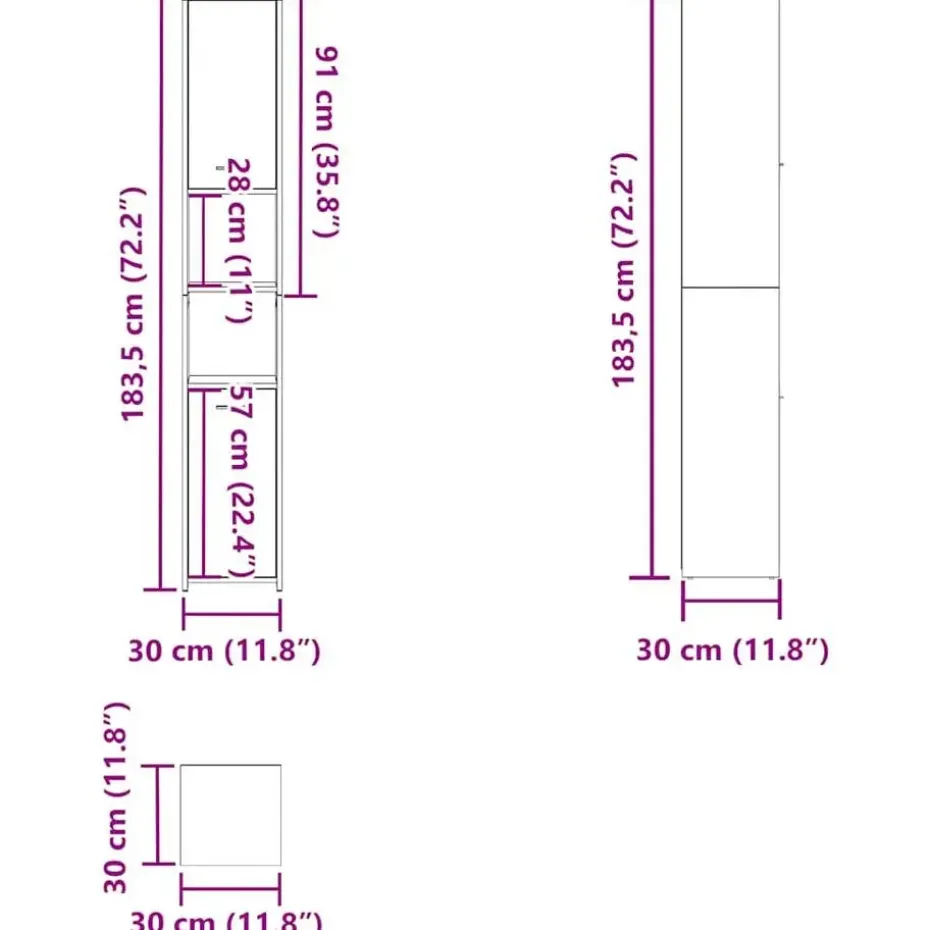 vidaXL - Badkamerkast - Grijs - Bewerkt hout