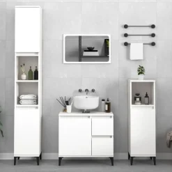 vidaXL - Badkamerkast - Wit - Bewerkt hout