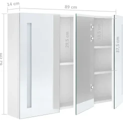 vidaXL - Badkamerkast - Wit - MDF - 89 x 14 x 62 cm