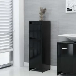 vidaXL - Badkamerkast - Zwart - Bewerkt hout