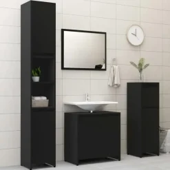 vidaXL - Badkamerkast - Zwart - Bewerkt hout