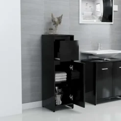 vidaXL - Badkamerkast - Zwart - Bewerkt hout