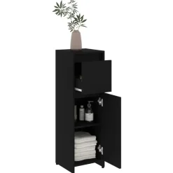 vidaXL - Badkamerkast - Zwart - Bewerkt hout