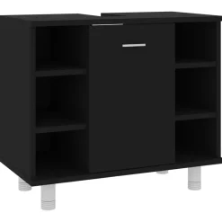 vidaXL - Badkamerkast - Zwart - Bewerkt hout