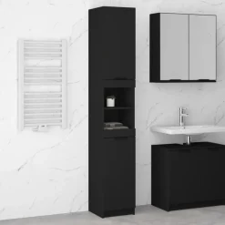 vidaXL - Badkamerkast - Zwart - Bewerkt hout