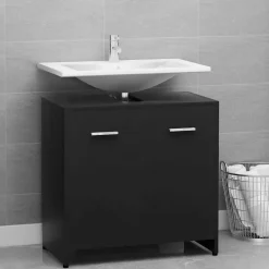 vidaXL - Badkamerkast - Zwart - Bewerkt hout