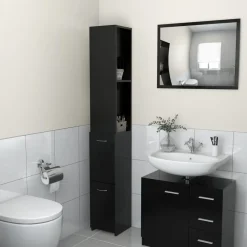 vidaXL - Badkamerkast - Zwart - Bewerkt hout