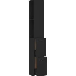 vidaXL - Badkamerkast - Zwart - Bewerkt hout