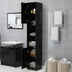 vidaXL - Badkamerkast - Zwart - Bewerkt hout